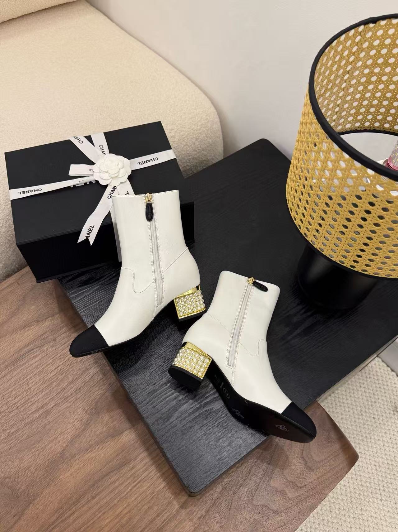 CHANE1 高品質シンプルパールアンクルブーツ【50％割引+送料無料】