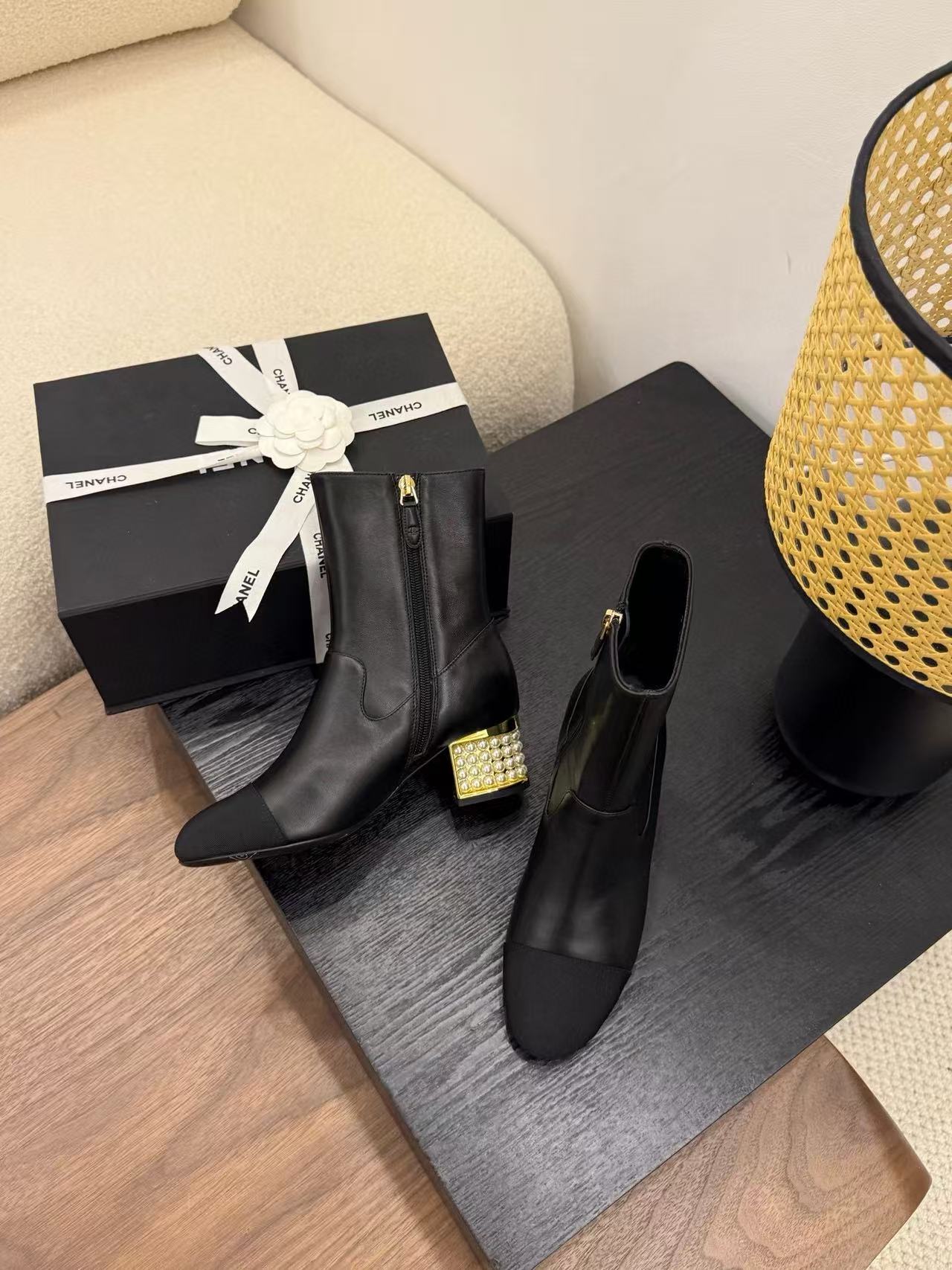 CHANE1 高品質シンプルパールアンクルブーツ【50％割引+送料無料】