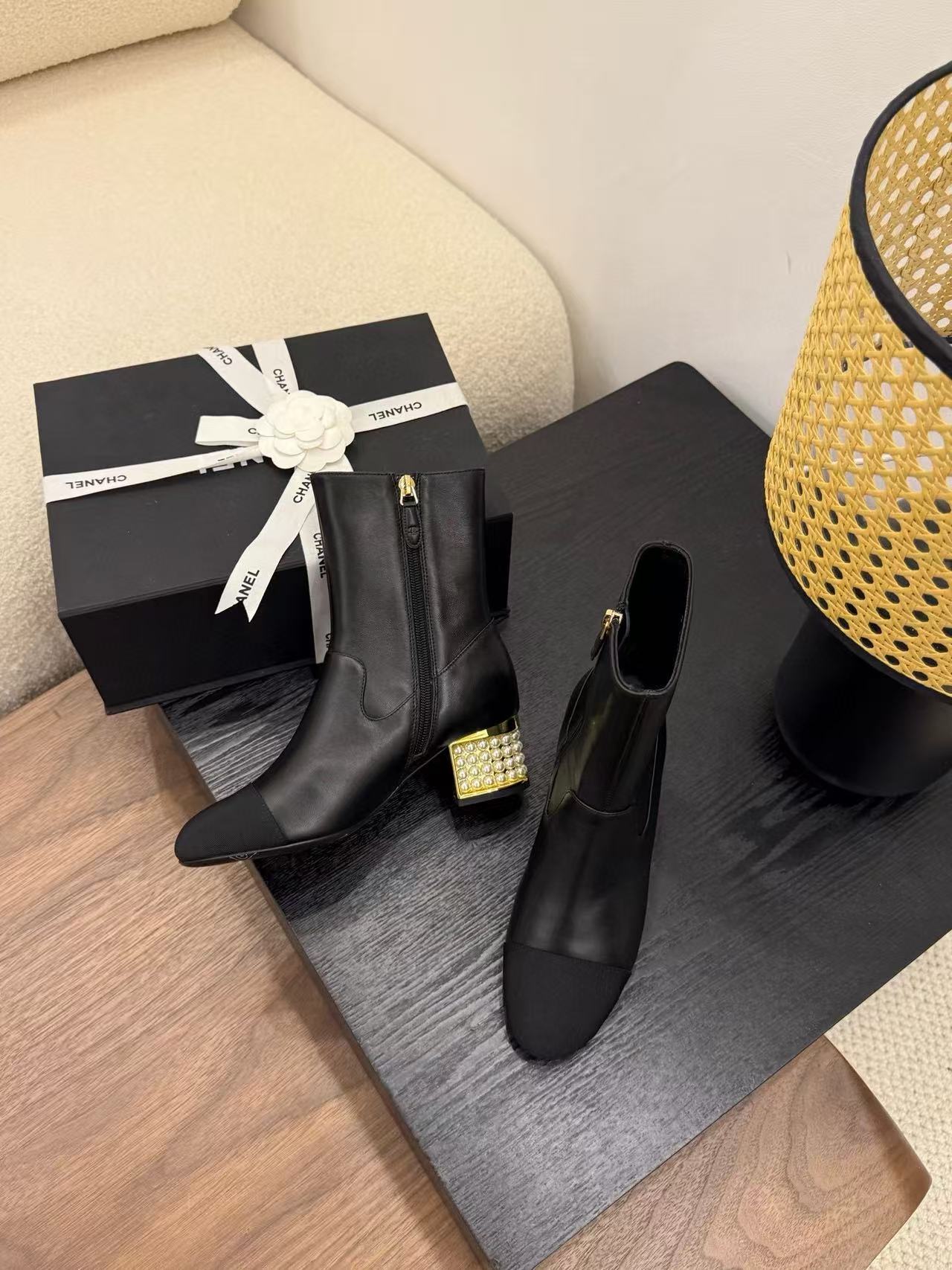 CHANE1 高品質シンプルパールアンクルブーツ【50％割引+送料無料】