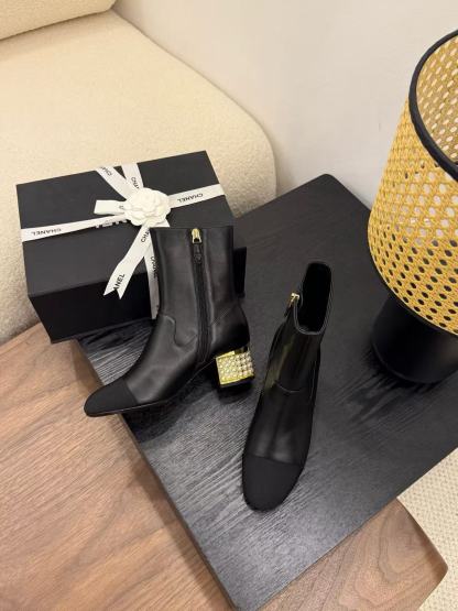 CHANE1 高品質シンプルパールアンクルブーツ【50％割引+送料無料】