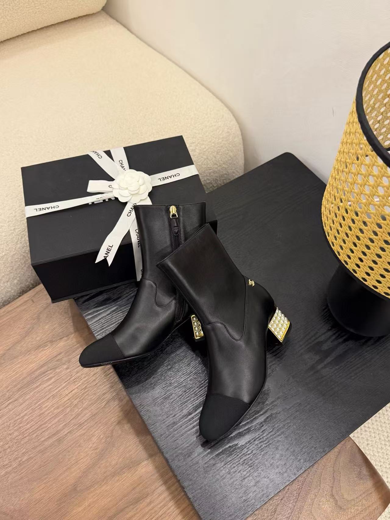 CHANE1 高品質シンプルパールアンクルブーツ【50％割引+送料無料】