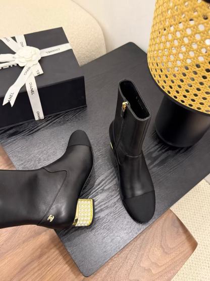 CHANE1 高品質シンプルパールアンクルブーツ【50％割引+送料無料】