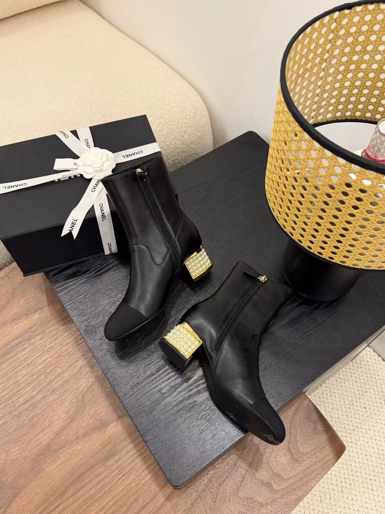 CHANE1 高品質シンプルパールアンクルブーツ【50％割引+送料無料】