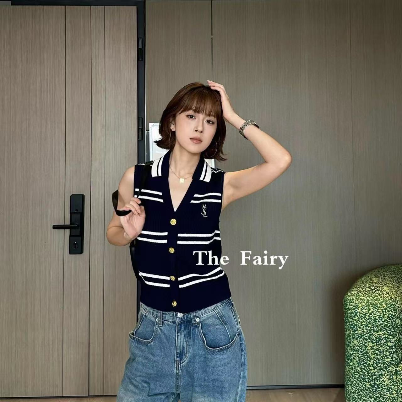 YSLメタルボタンラペルウールベスト【50％割引+送料無料】