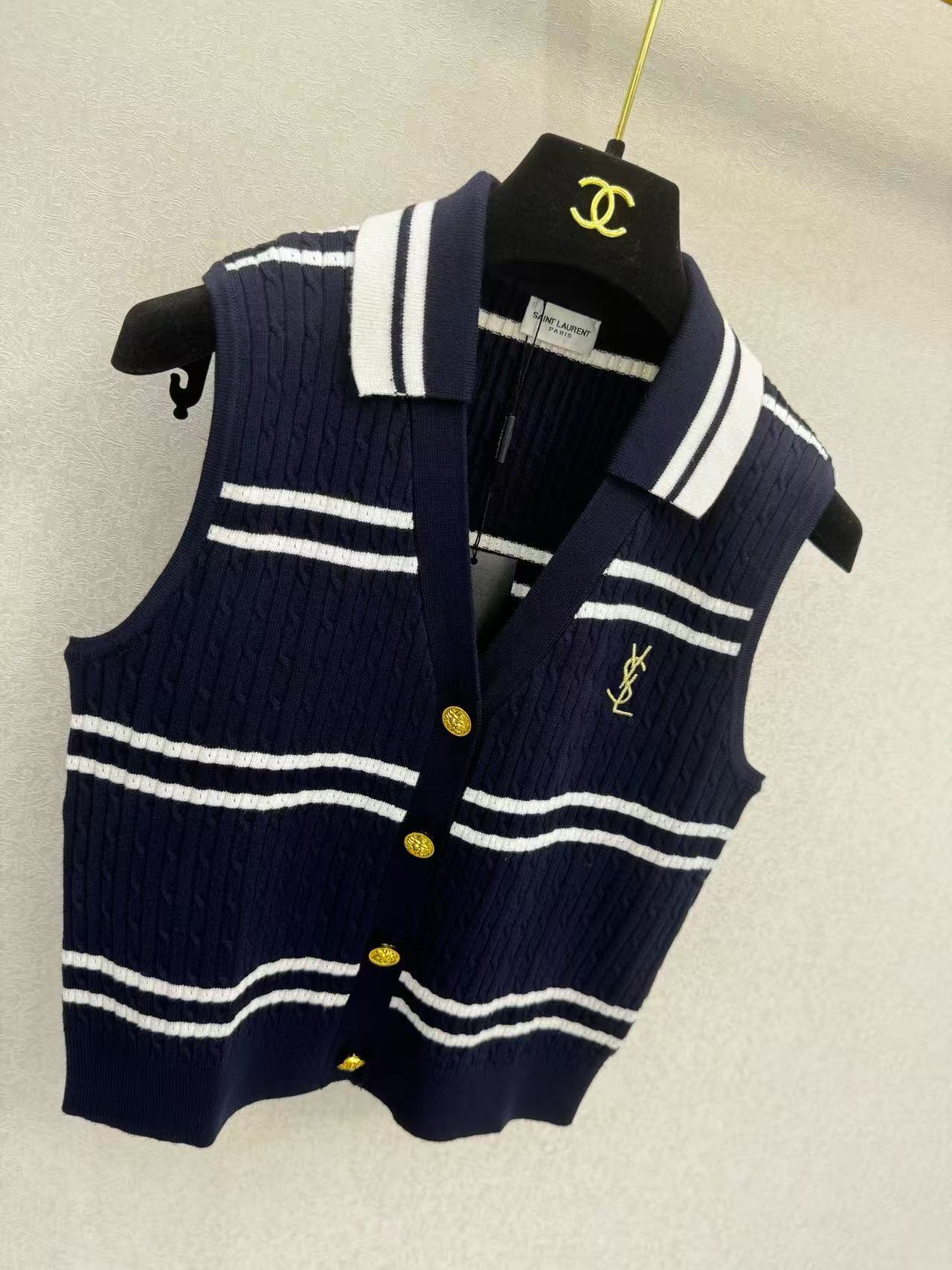 YSLメタルボタンラペルウールベスト【50％割引+送料無料】