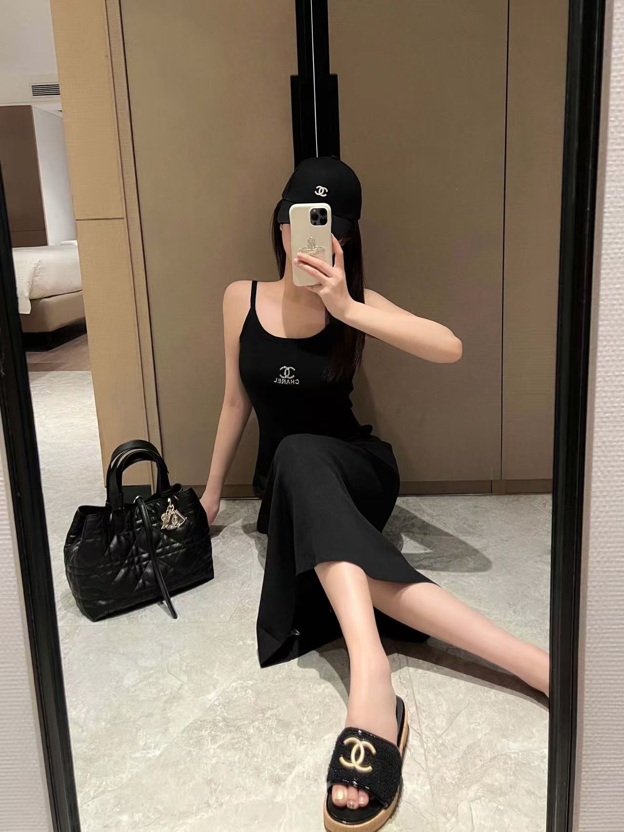 CHANE1 ダブルCニットサスペンダードレス【50％割引+送料無料】