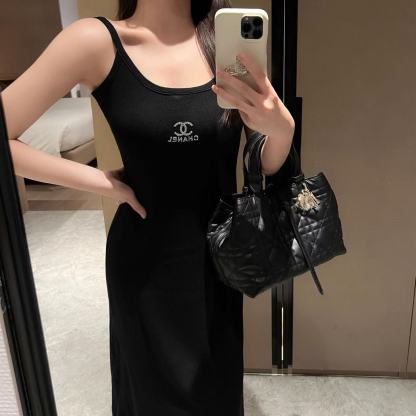 CHANE1 ダブルCニットサスペンダードレス【50％割引+送料無料】