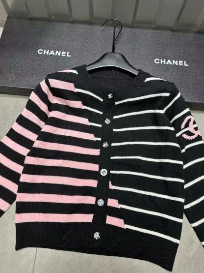 CHANE1 ストライプウールカーディガン【50％割引+送料無料】
