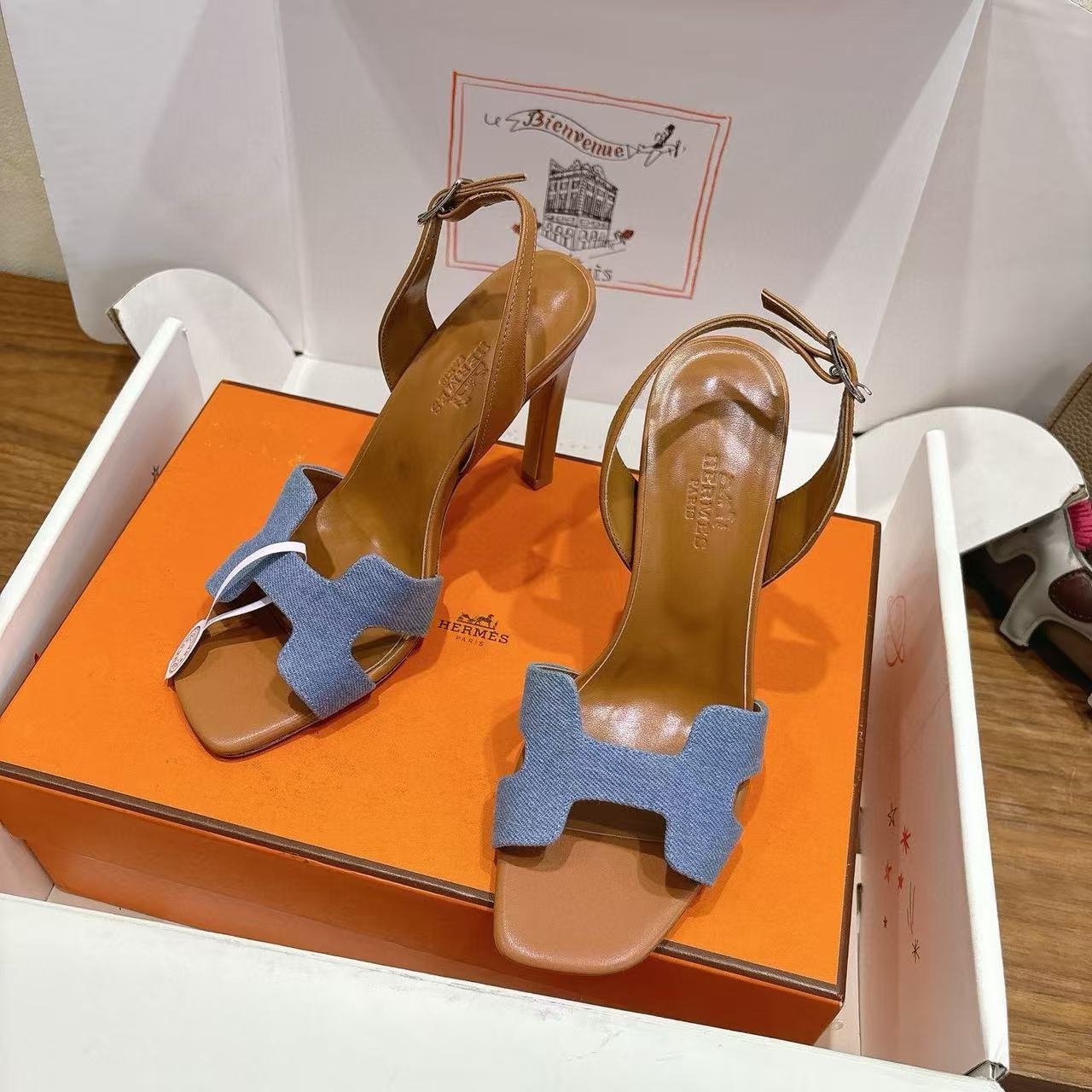 HERME5 高品質牛革ハイヒールサンダル【50％割引+送料無料】