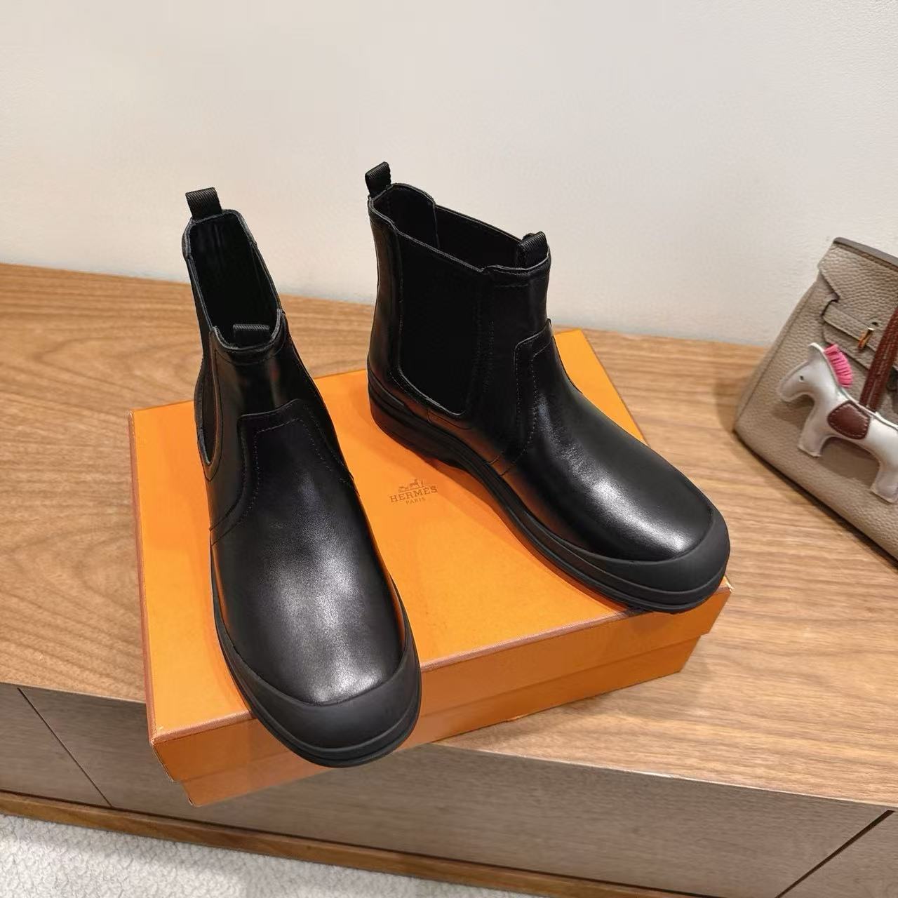 HERME5 高品質牛革アンクルブーツ【50％割引+送料無料】