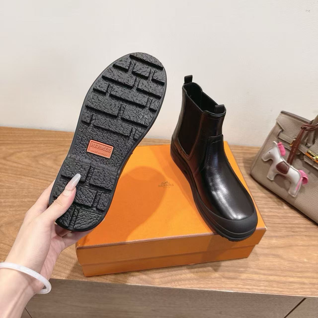 HERME5 高品質牛革アンクルブーツ【50％割引+送料無料】