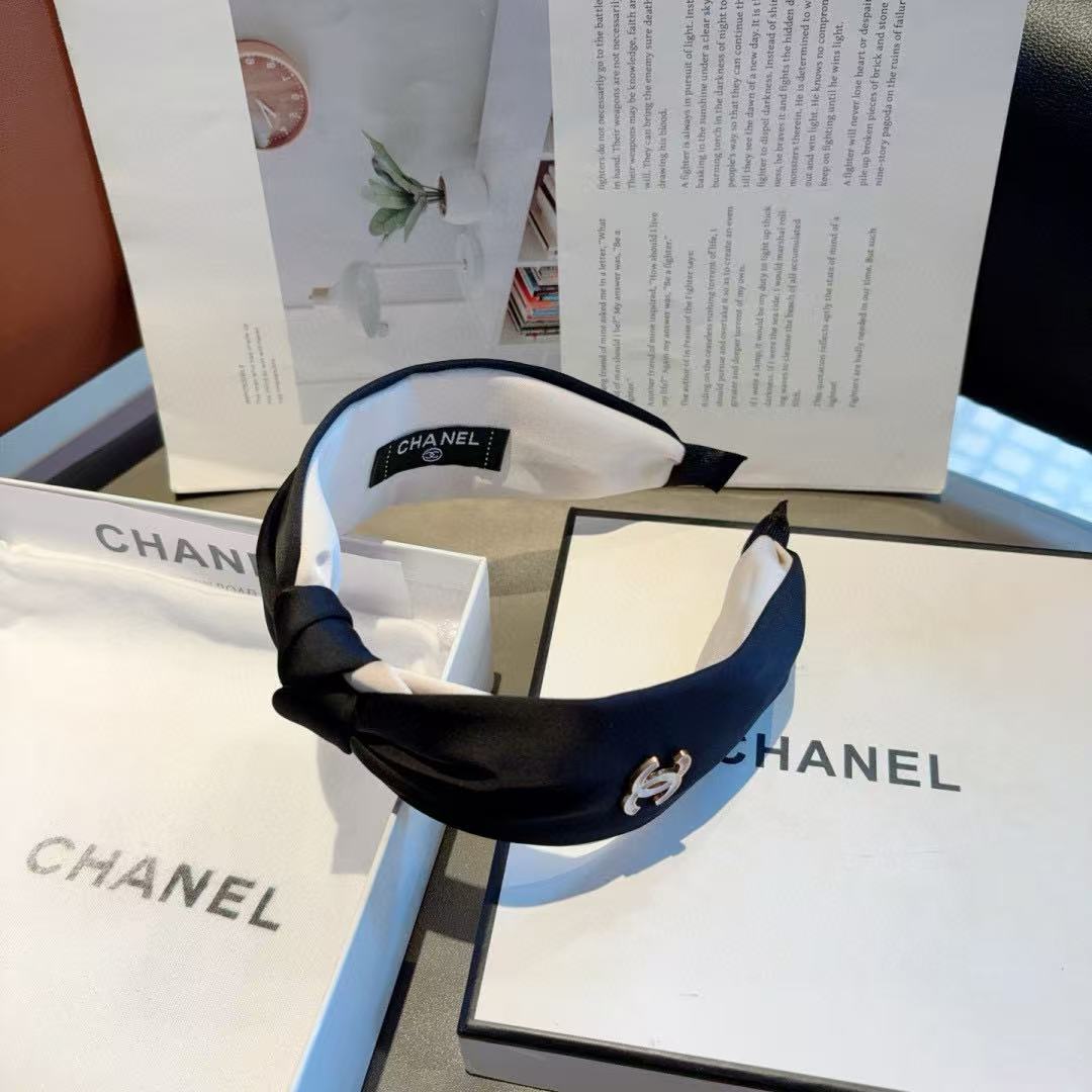 CHANE1 ブラック＆ホワイト ダブルCロゴ ヘッドバンド【50％割引+送料無料】