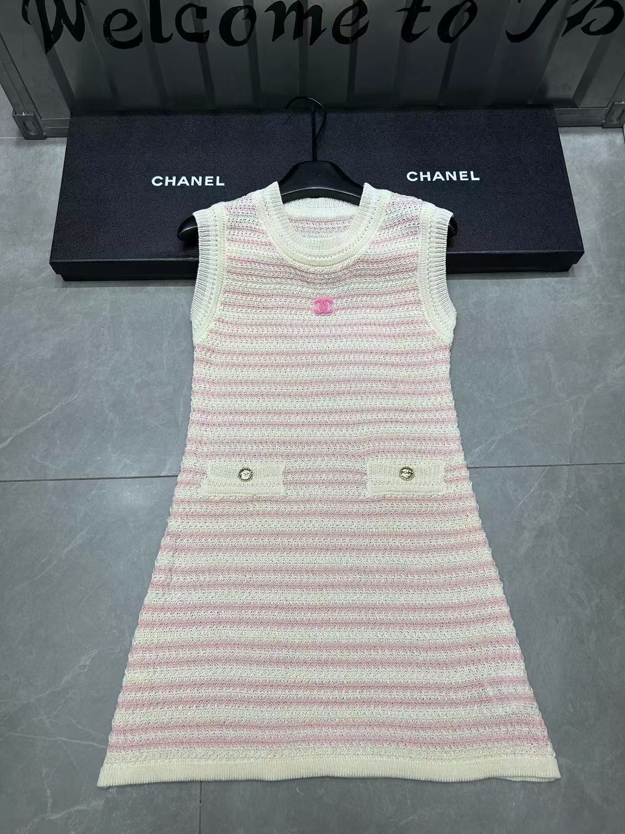 CHANE1 ピンクのストライプドレス【50％割引+送料無料】