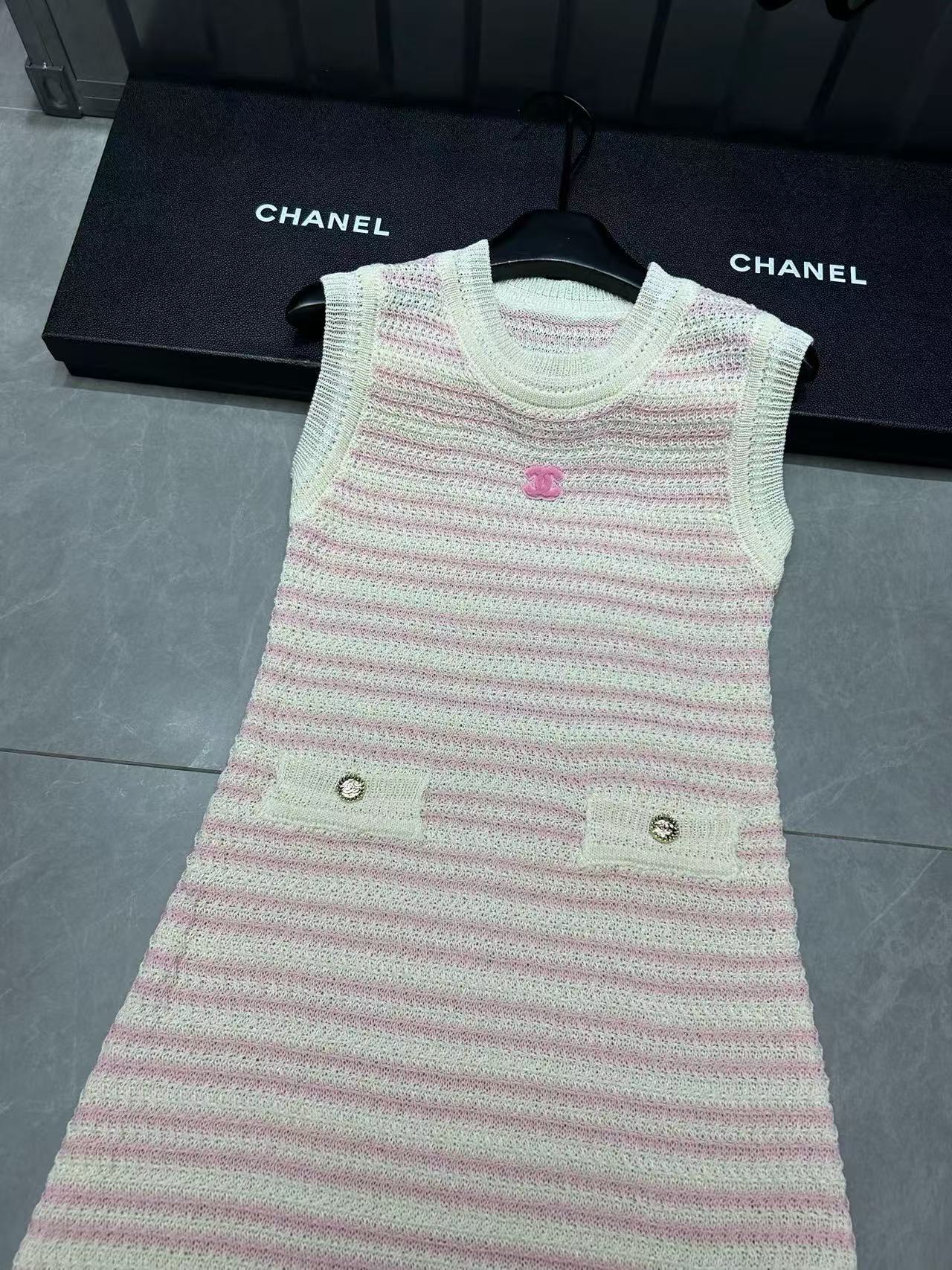 CHANE1 ピンクのストライプドレス【50％割引+送料無料】