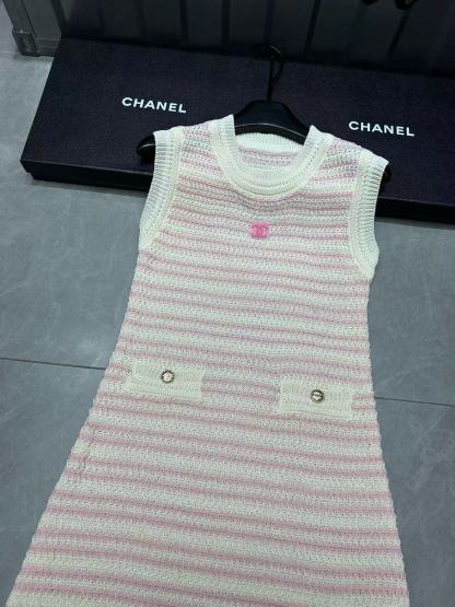 CHANE1 ピンクのストライプドレス【50％割引+送料無料】