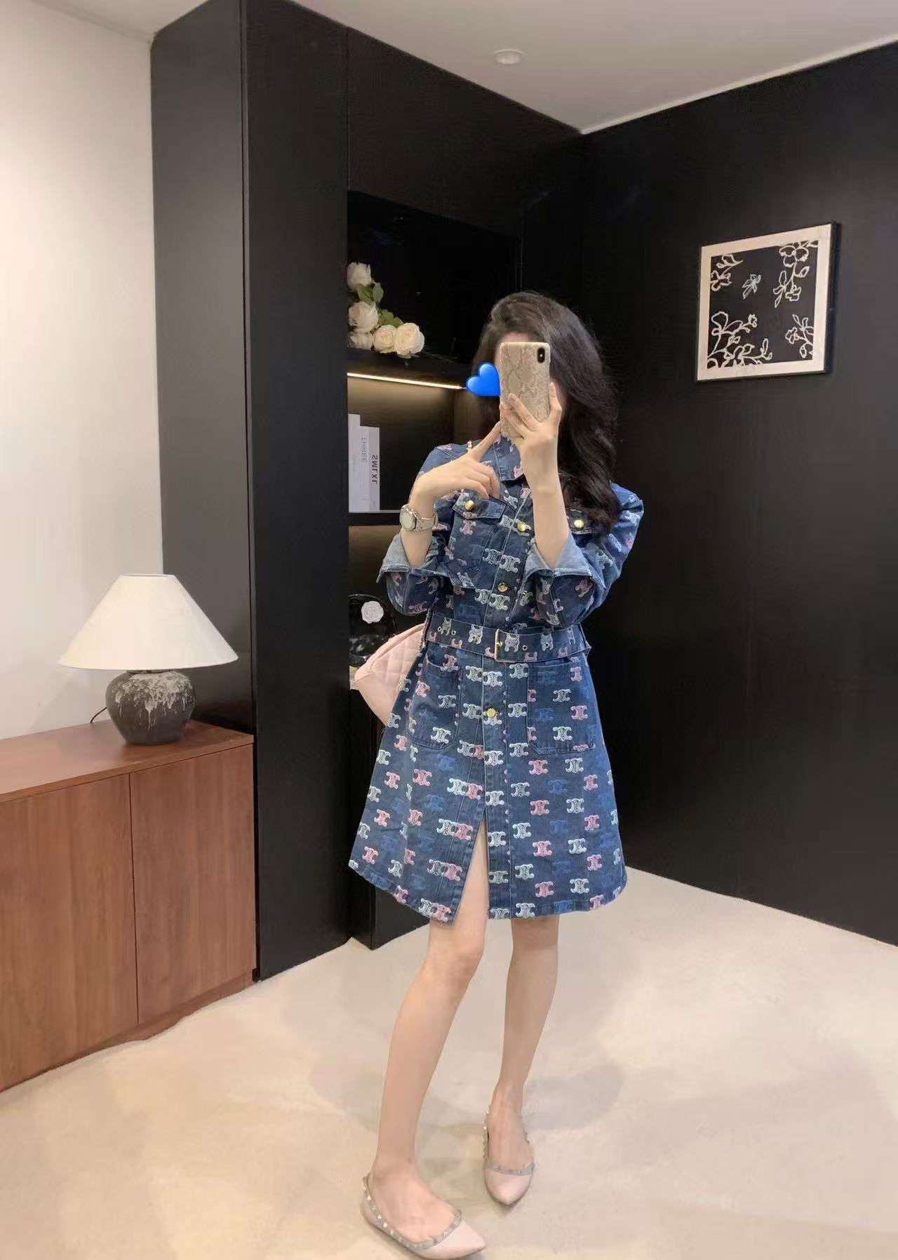 CEL1NE 凱旋門デニムプリントドレス【50％割引+送料無料】