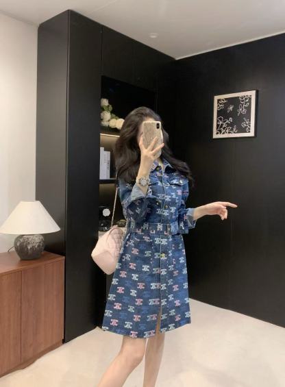 CEL1NE 凱旋門デニムプリントドレス【50％割引+送料無料】