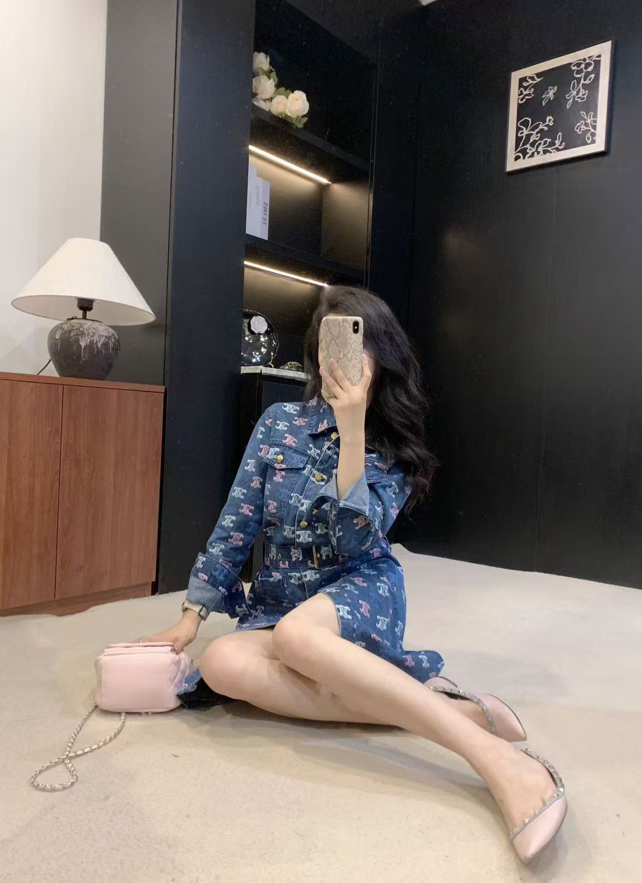 CEL1NE 凱旋門デニムプリントドレス【50％割引+送料無料】