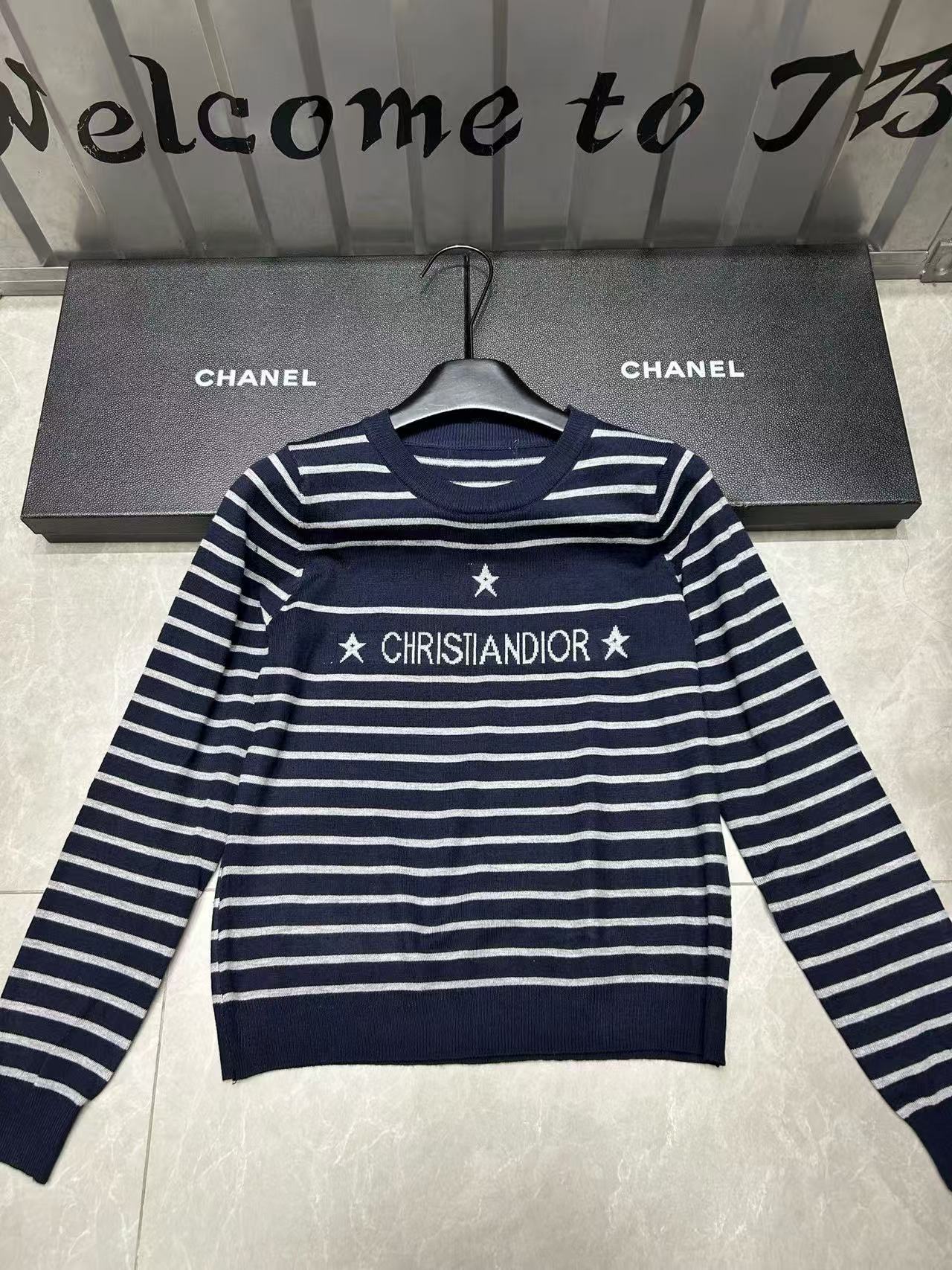 DI0R ストライプウールセーター【50％割引+送料無料】