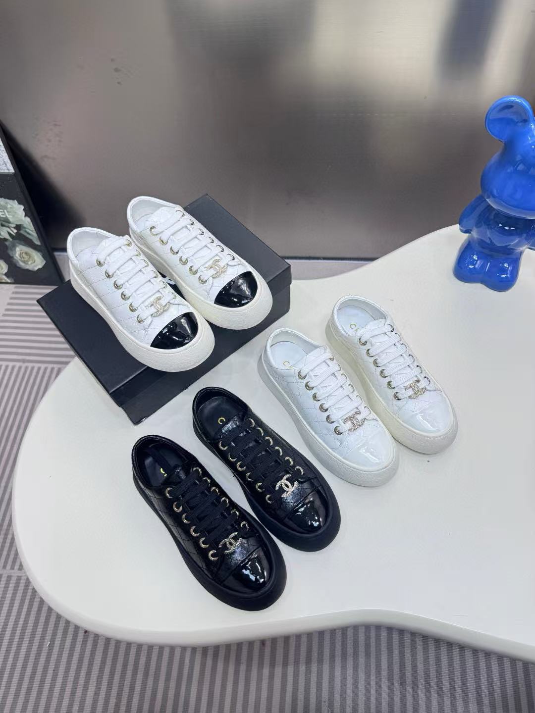 CHANE1 ダブルC レースアップ カジュアルシューズ【50％割引+送料無料】