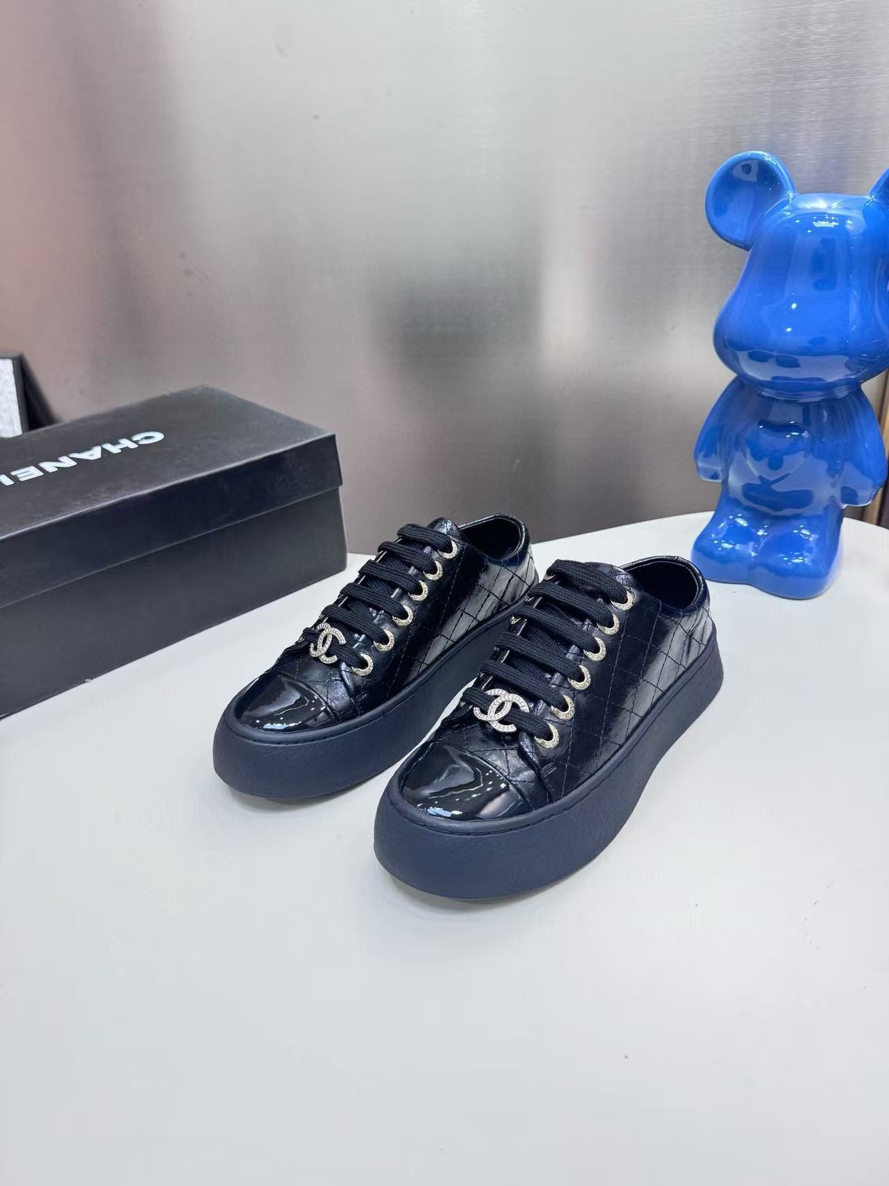 CHANE1 ダブルC レースアップ カジュアルシューズ【50％割引+送料無料】