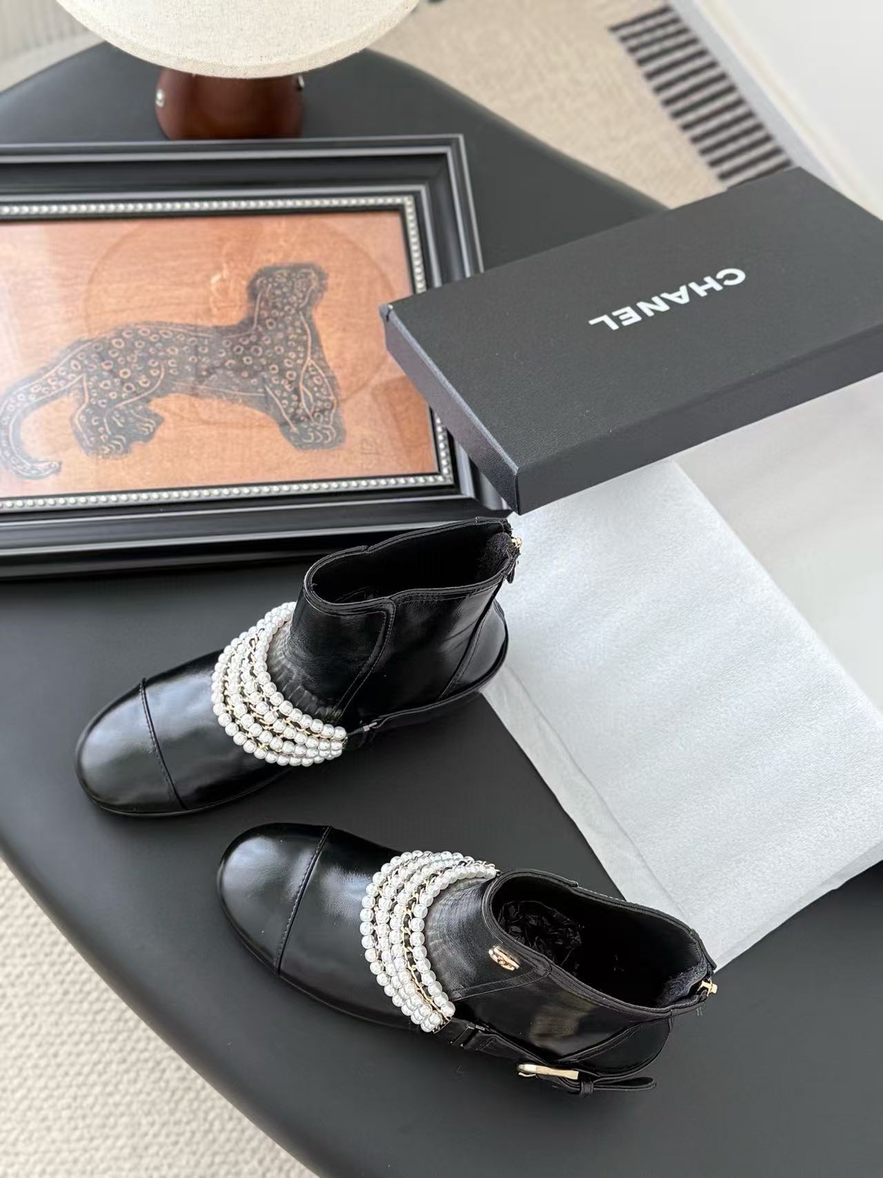 CHANE1 高品質パールアンクルブーツ【50％割引+送料無料】