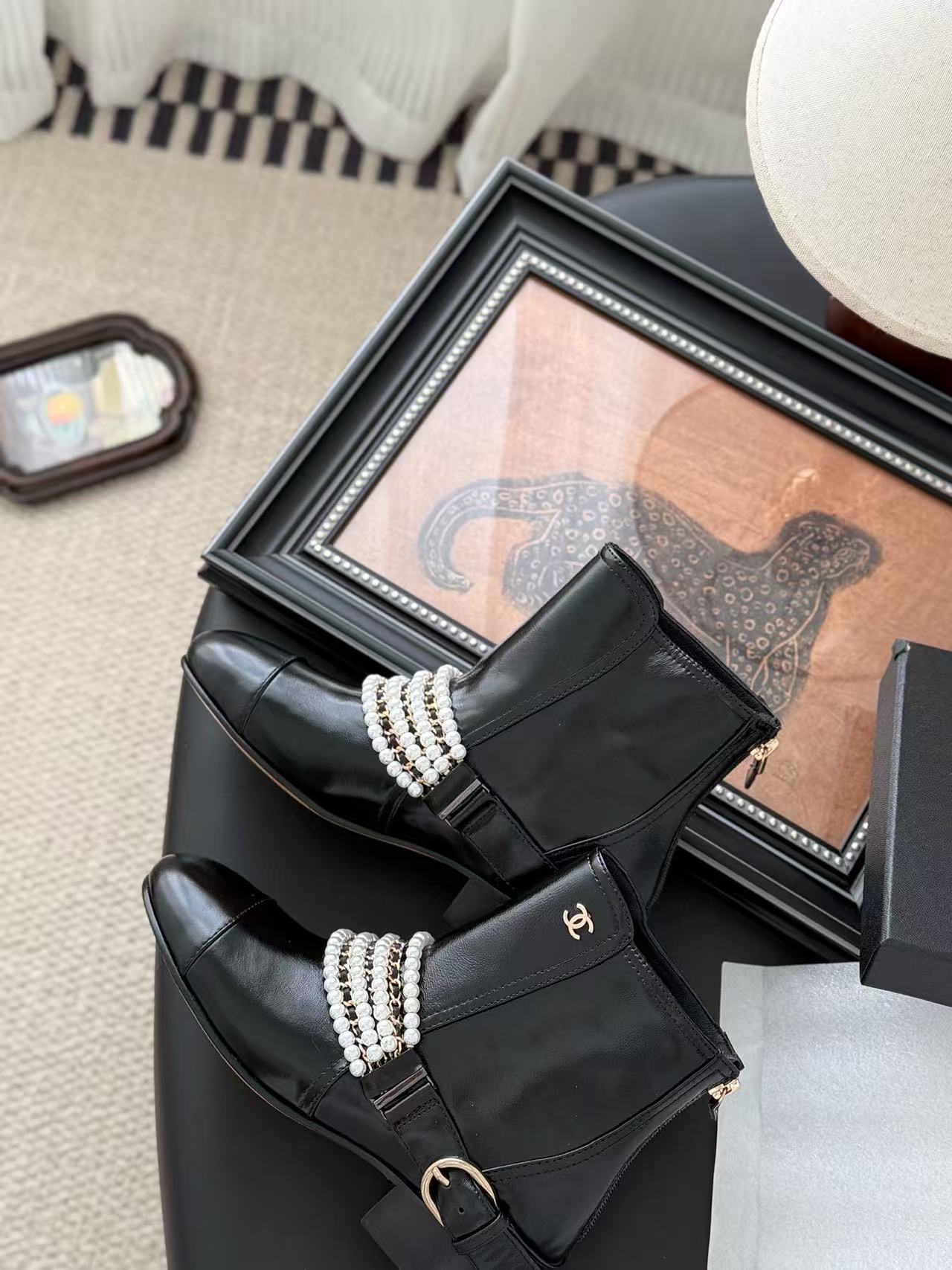 CHANE1 高品質パールアンクルブーツ【50％割引+送料無料】