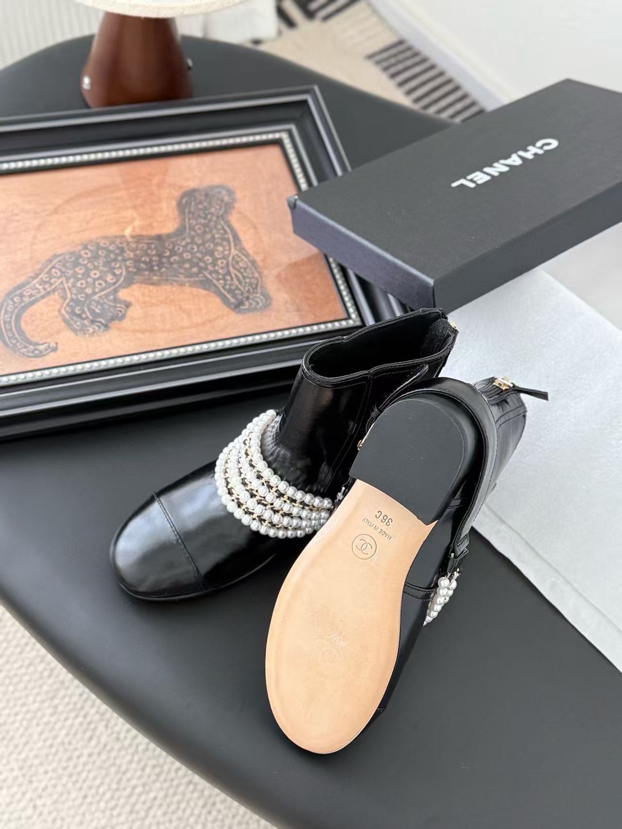 CHANE1 高品質パールアンクルブーツ【50％割引+送料無料】
