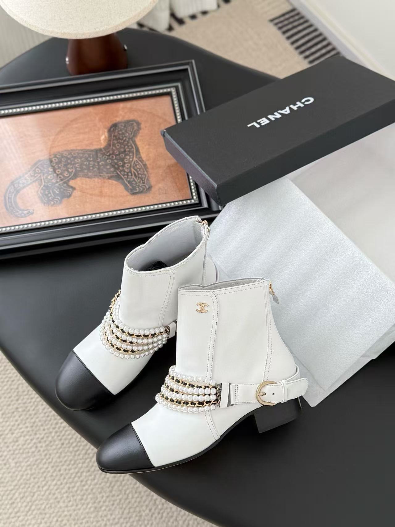 CHANE1 高品質パールアンクルブーツ【50％割引+送料無料】