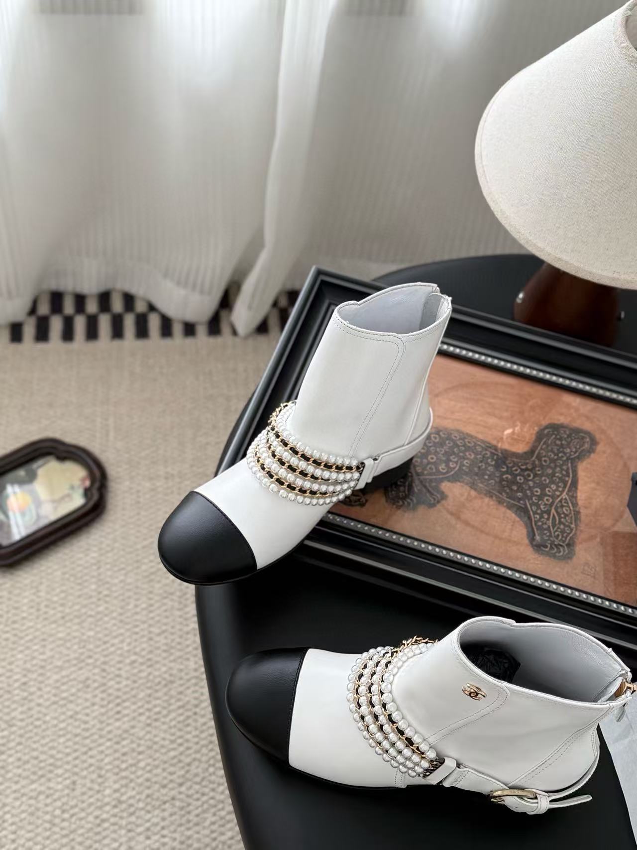 CHANE1 高品質パールアンクルブーツ【50％割引+送料無料】