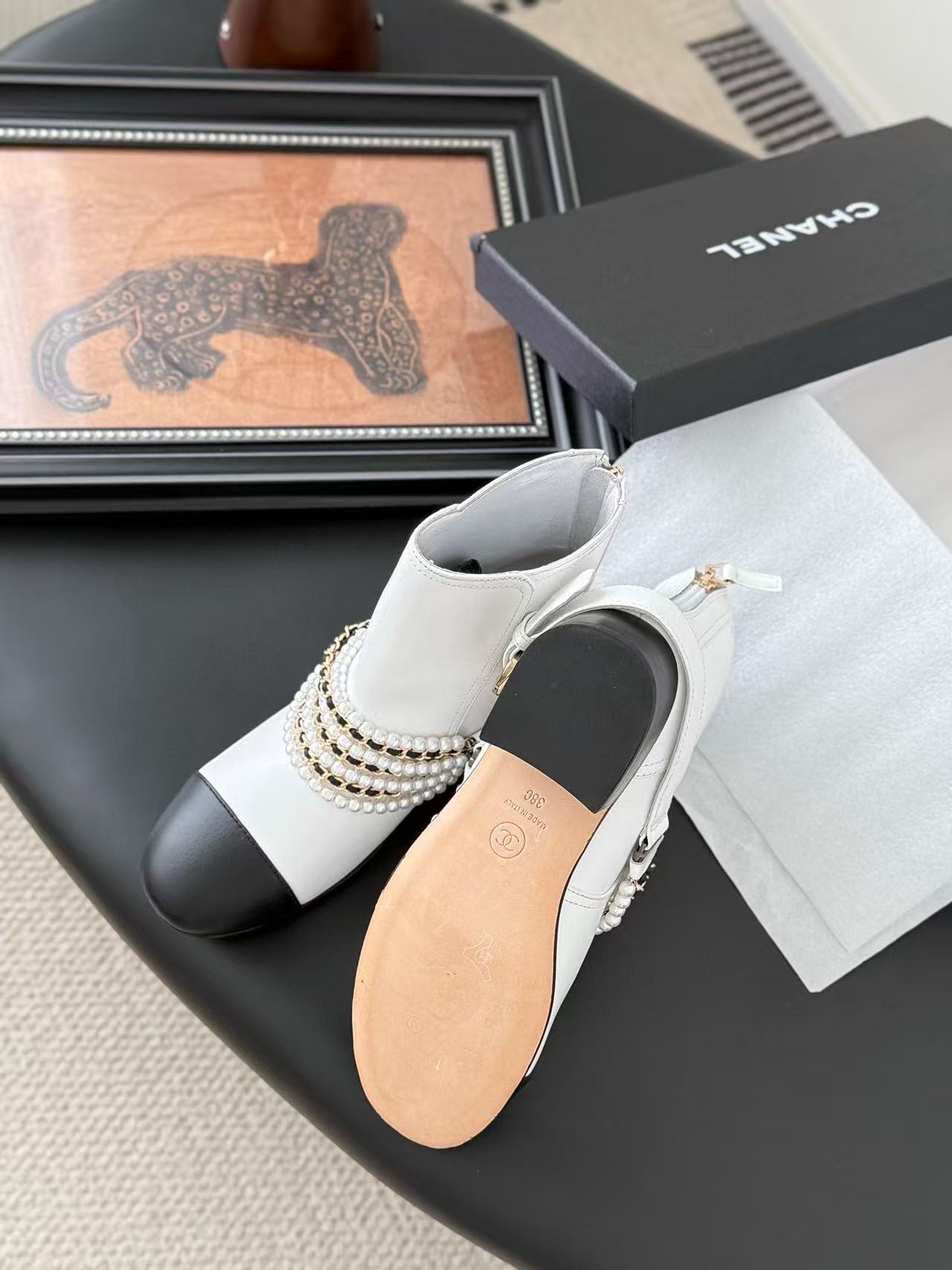 CHANE1 高品質パールアンクルブーツ【50％割引+送料無料】