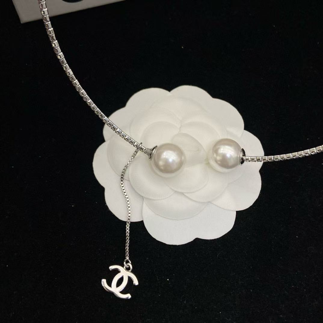 CHANE1 パールダブルCネックレス【50％割引+送料無料】