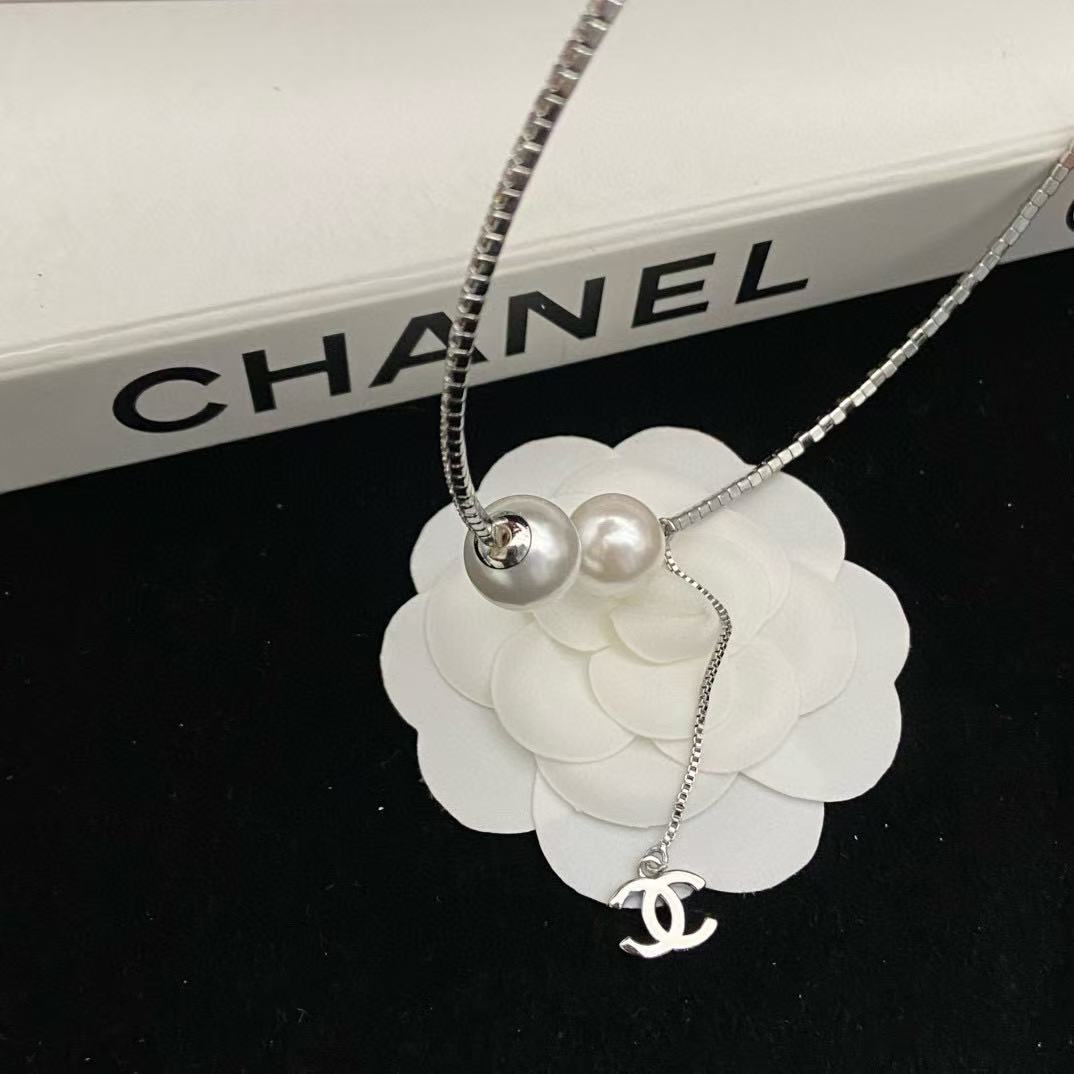 CHANE1 パールダブルCネックレス【50％割引+送料無料】
