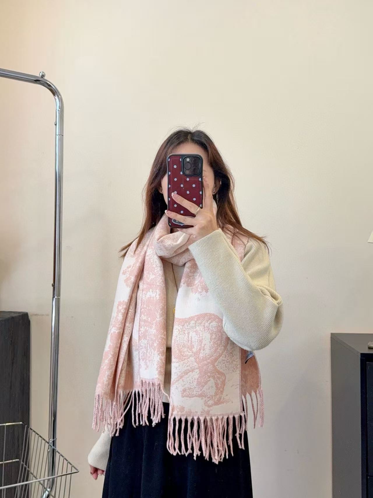 DI0R アニマルタッセル カシミアスカーフ【50％割引+送料無料】