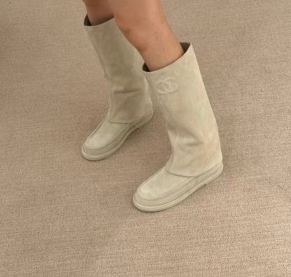 CHANE1高品質のダブルCヌバックレザーハイブーツ【50％割引+送料無料】