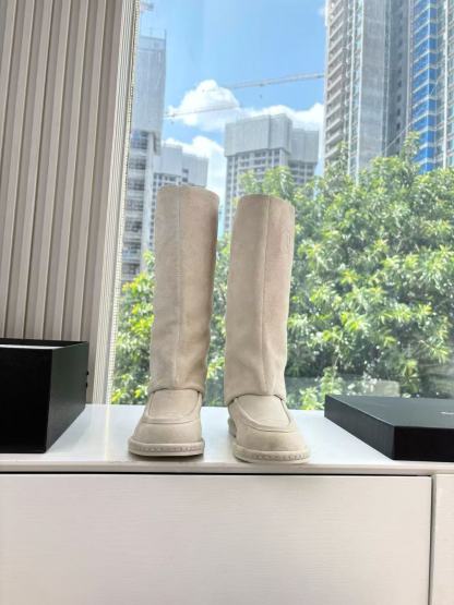 CHANE1高品質のダブルCヌバックレザーハイブーツ【50％割引+送料無料】