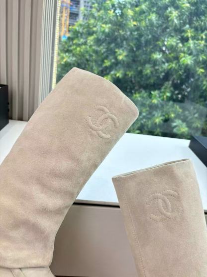 CHANE1高品質のダブルCヌバックレザーハイブーツ【50％割引+送料無料】