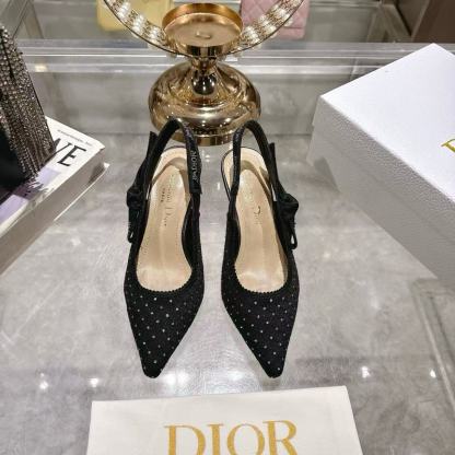 DI0Rの高品質ポインテッドラインストーンローヒール【50％割引+送料無料】