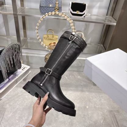 DI0Rの高品質ジッパー付きレザーハイブーツ【50％割引+送料無料】