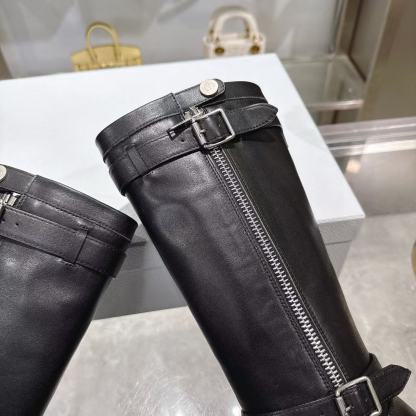 DI0Rの高品質ジッパー付きレザーハイブーツ【50％割引+送料無料】