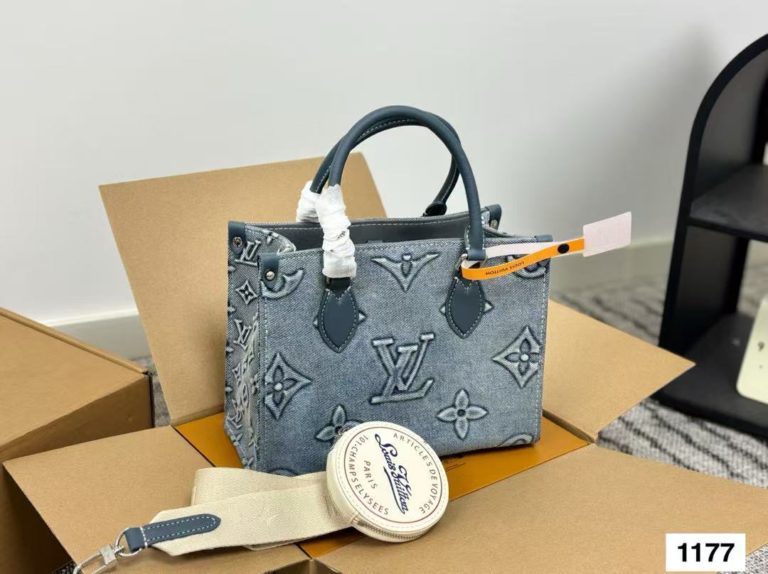 LV刺繍デニムショッピングバッグ【50％割引+送料無料】