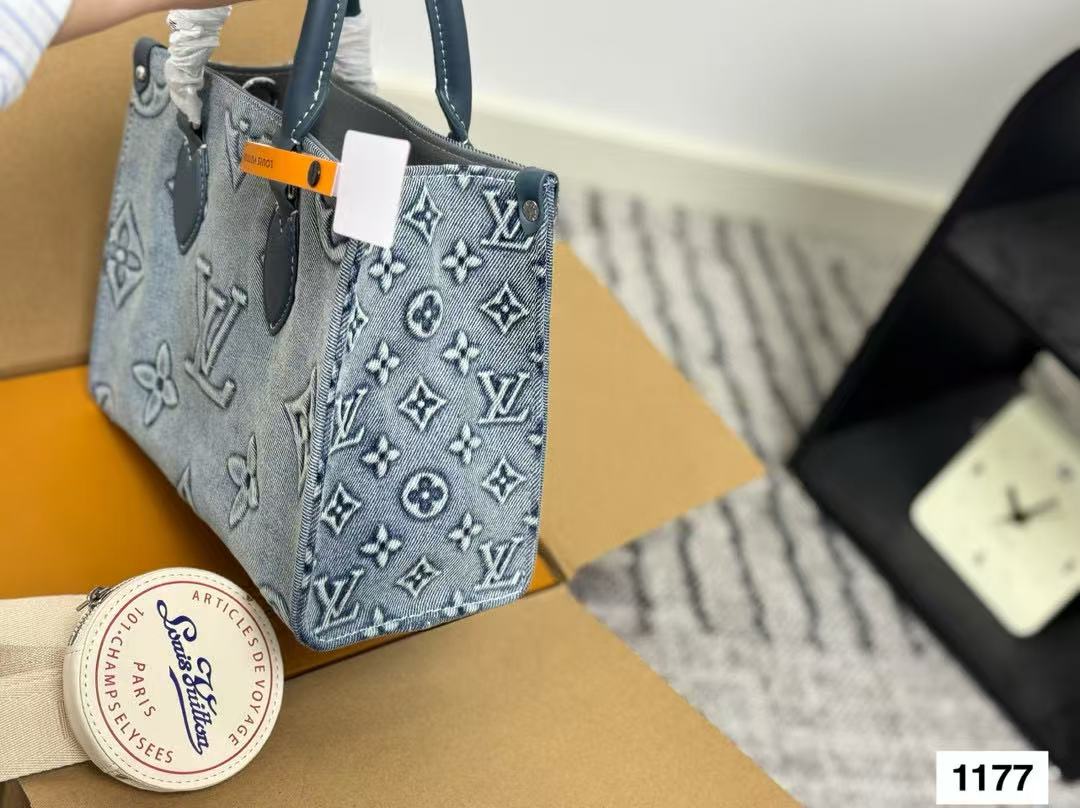 LV刺繍デニムショッピングバッグ【50％割引+送料無料】
