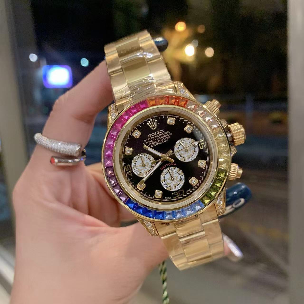 R0LEX レインボースチールバンド メンズ＆レディース腕時計【50％割引+送料無料】