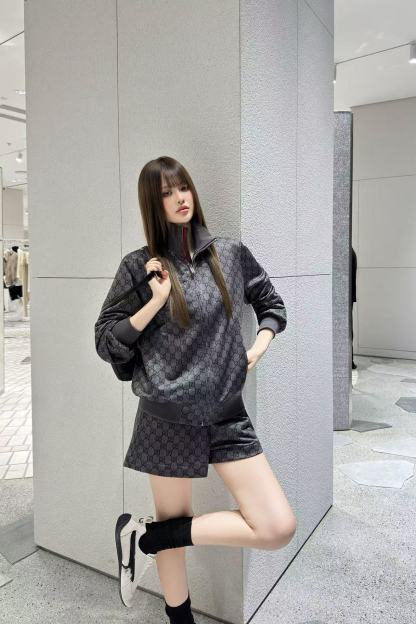 GUCC1 ジャカード カジュアルジャケット + ショーツ ツーピースセット【50％割引+送料無料】