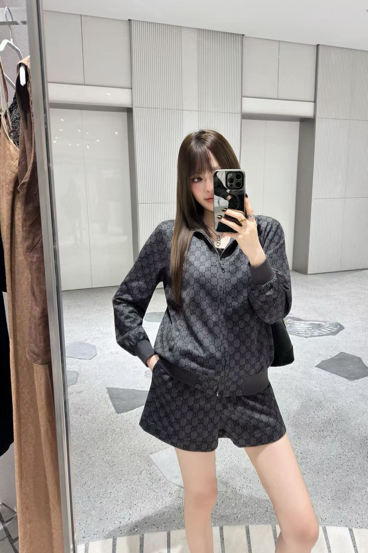 GUCC1 ジャカード カジュアルジャケット + ショーツ ツーピースセット【50％割引+送料無料】
