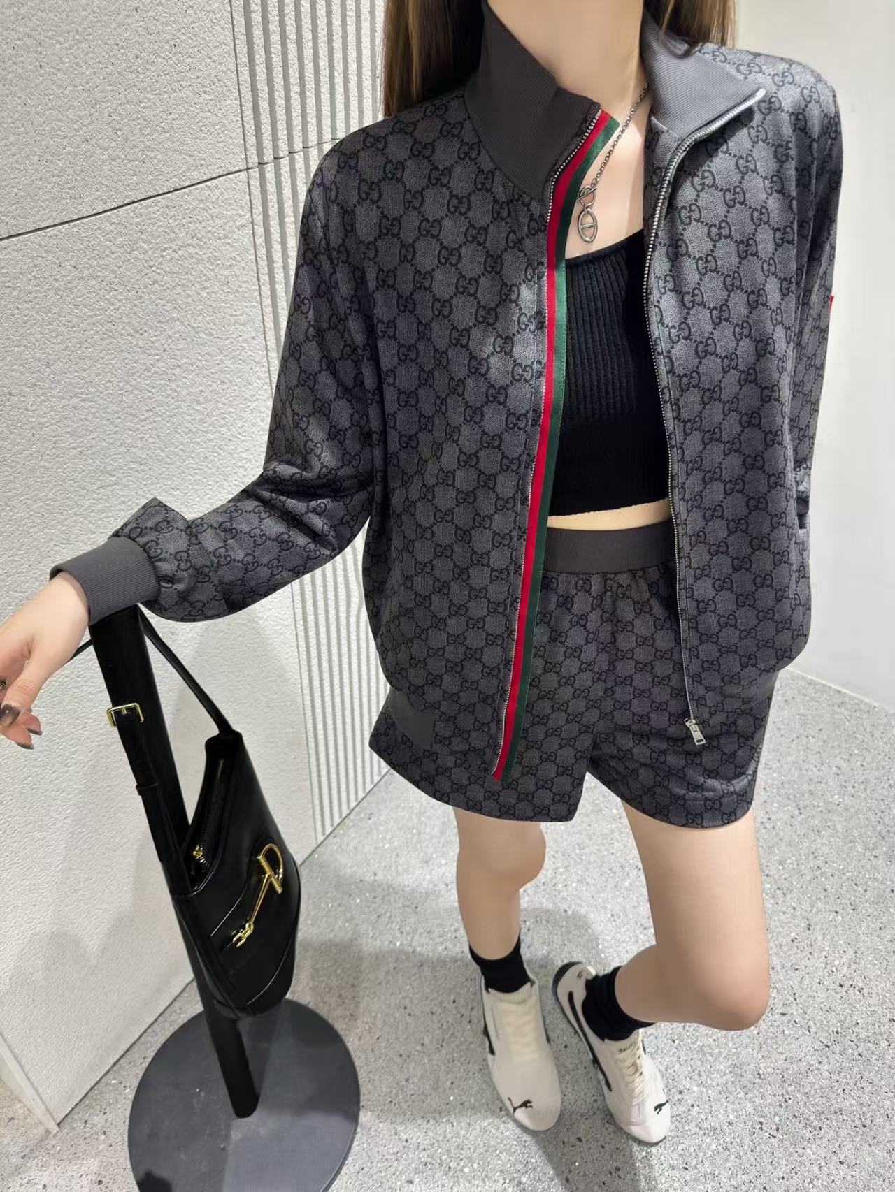 GUCC1 ジャカード カジュアルジャケット + ショーツ ツーピースセット【50％割引+送料無料】