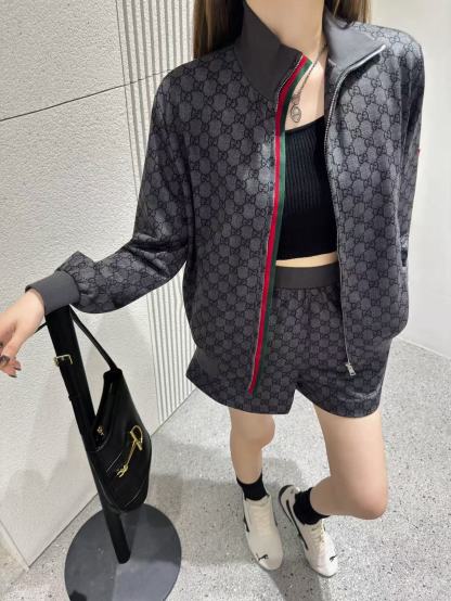 GUCC1 ジャカード カジュアルジャケット + ショーツ ツーピースセット【50％割引+送料無料】
