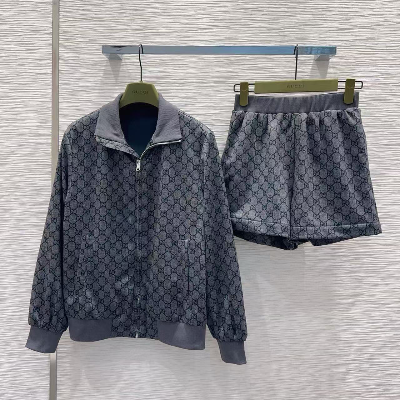 GUCC1 ジャカード カジュアルジャケット + ショーツ ツーピースセット【50％割引+送料無料】