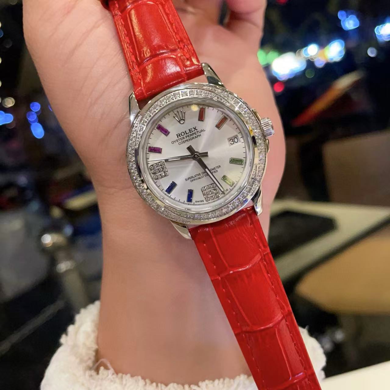 R0LEX レザーストラップ ダイヤモンド レディース ウォッチ【50％割引+送料無料】