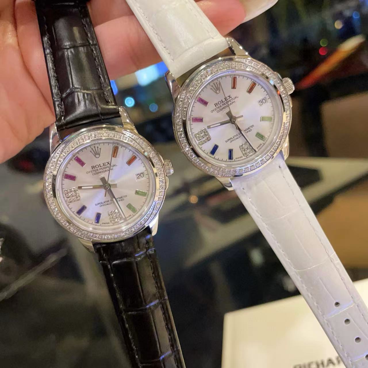 R0LEX レザーストラップ ダイヤモンド レディース ウォッチ【50％割引+送料無料】